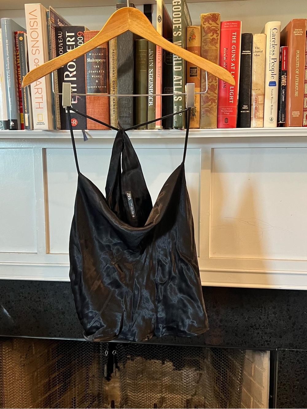 ZARA Black Satin Halter Camisole Top